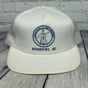 Vintage Trucker Hat Mesh 1990s Bonspiel 90 Medicine Hat Oil Men's Association